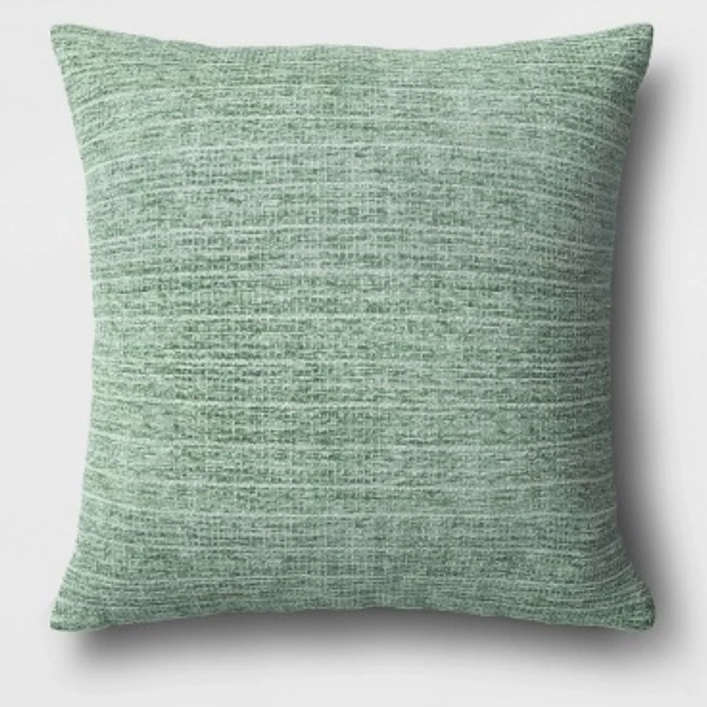 2pc of Checkerboard Woven Cotton Square Throw Pillow Mint Green Indoor